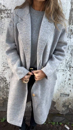 Damen Oversized Wollmantel mit eleganten Knopfdetails Drune