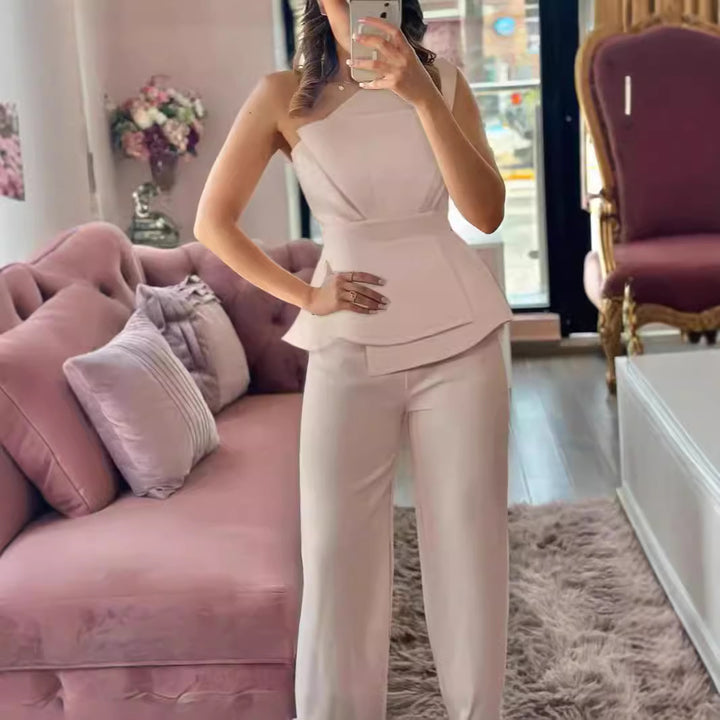 Damen Modischer Jumpsuit mit schickem Tailleneffekt und gerafftem Oberteil Drune