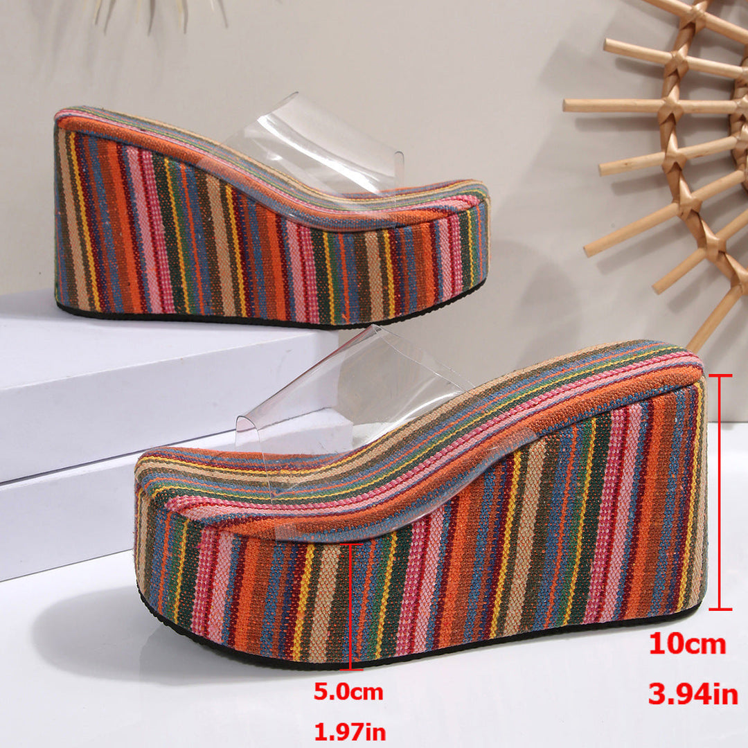 Damen Wedge-Pantoletten mit elegantem Stoffoberteil und komfortablem Fußbett Drune