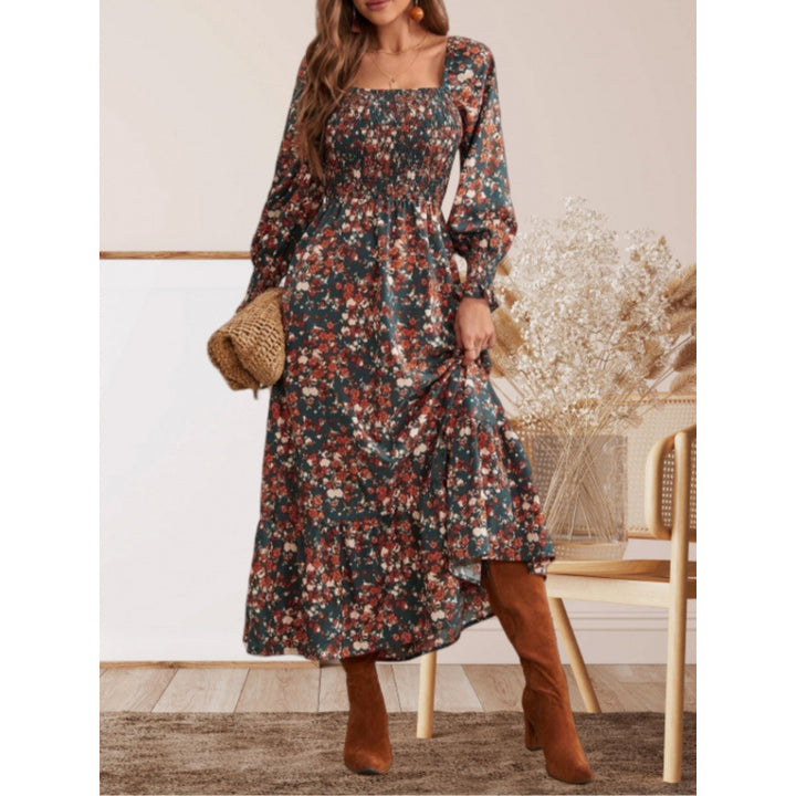 Damen Maxikleid mit Rüschendetails und floralem Design Drune