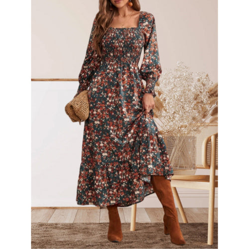 Damen Maxikleid mit Rüschendetails und floralem Design Drune