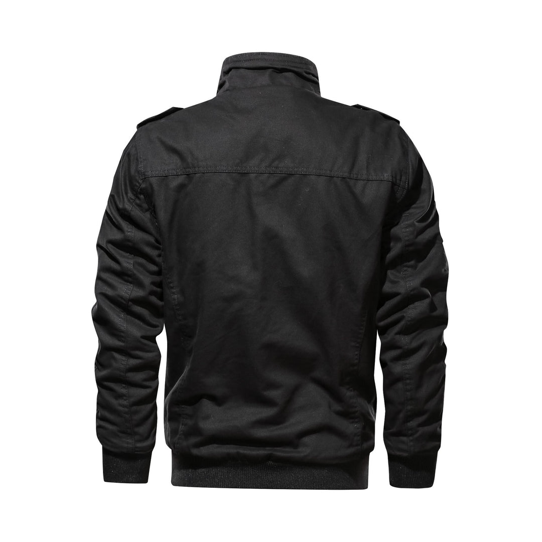 Herren Utility-Bomberjacke im Military-Stil mit Rippstehkragen und Mehrfachtaschen Drune