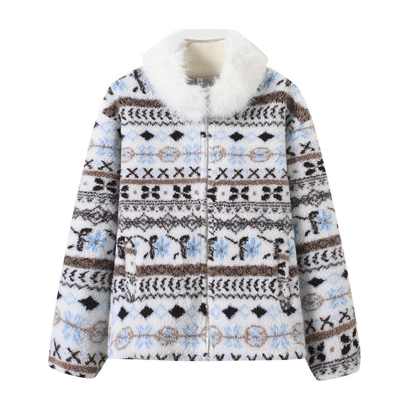 Damen modische Teddyjacke mit gefüttertem Kragen Drune