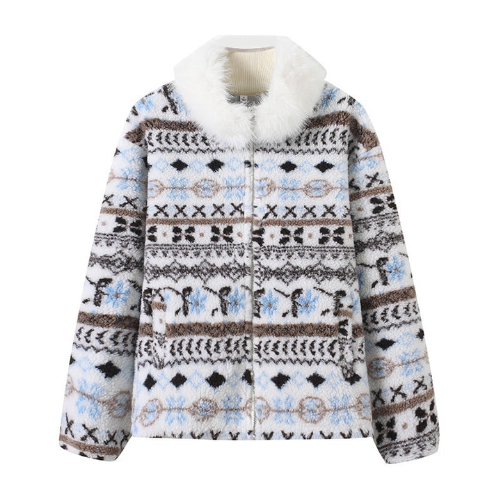 Damen modische Teddyjacke mit gefüttertem Kragen Drune