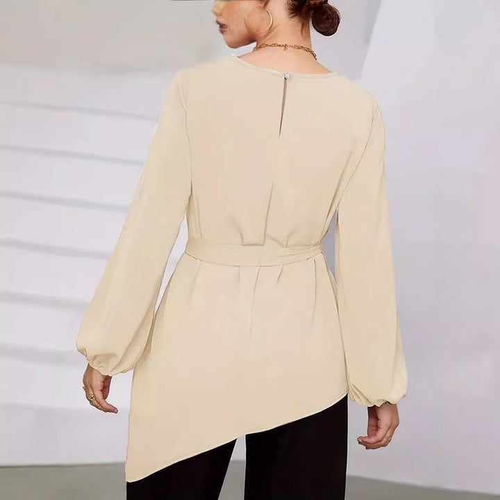 Damen Elegantes Wickelbluse mit langen Ärmeln Drune