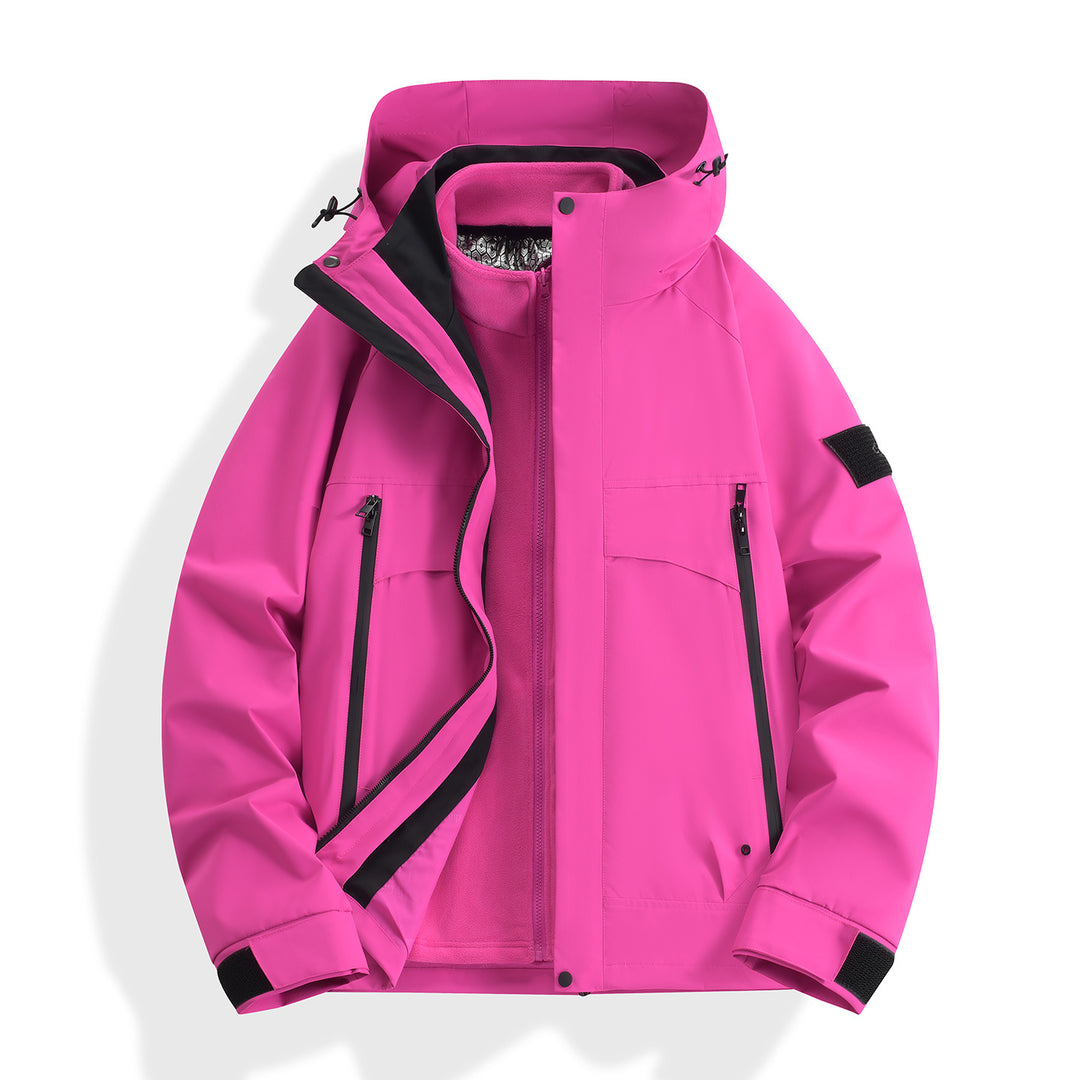 Damen wasserdichter modularer Parka mit abnehmbarer Fleece-Innenjacke und technischer Kapuze Drune