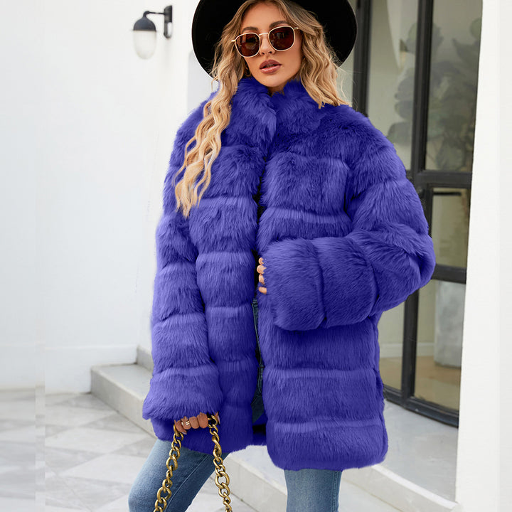 Damen Luxuriöse Kunstpelzjacke mit lockeren Ärmeln und voluminösem Schnitt Drune
