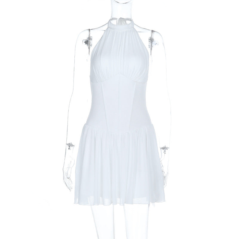Damen verspieltes Halterkleid mit fließendem Rock Drune