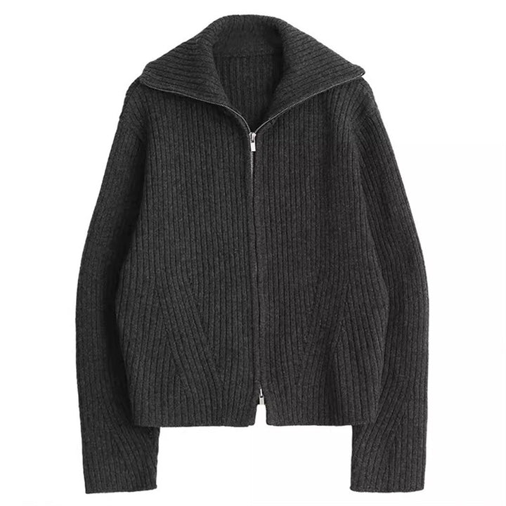 Damen Strickjacke mit sportlichem Reißverschluss und Rippstruktur Drune