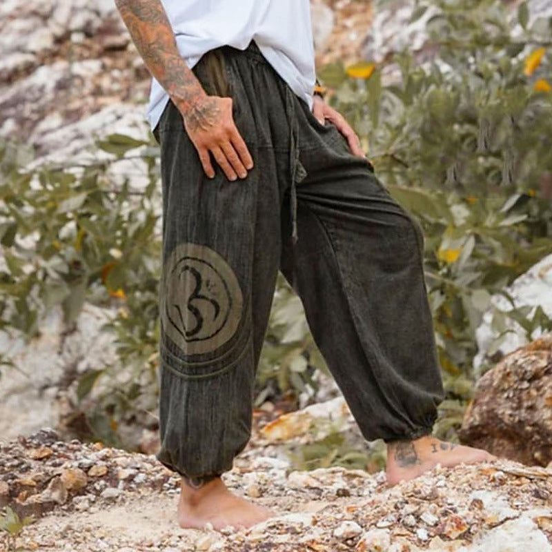 Herren Lässige Haremshose mit Kordelzug und elastischen Bündchen Drune