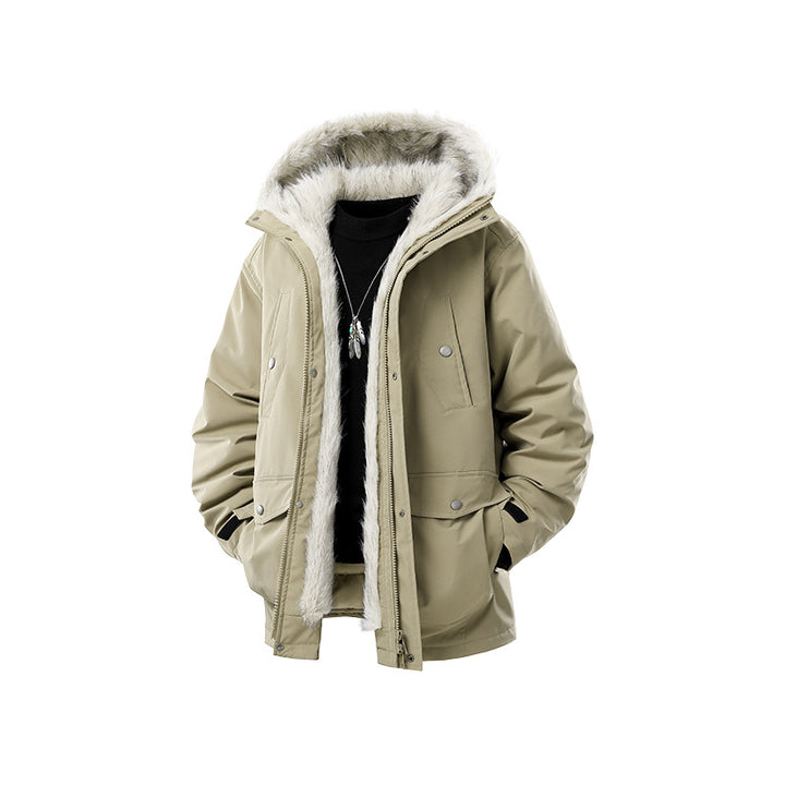 Herren Gefütterte Winterparka mit Kunstfellkapuze und Thermofutter, wind- und wasserabweisend Drune