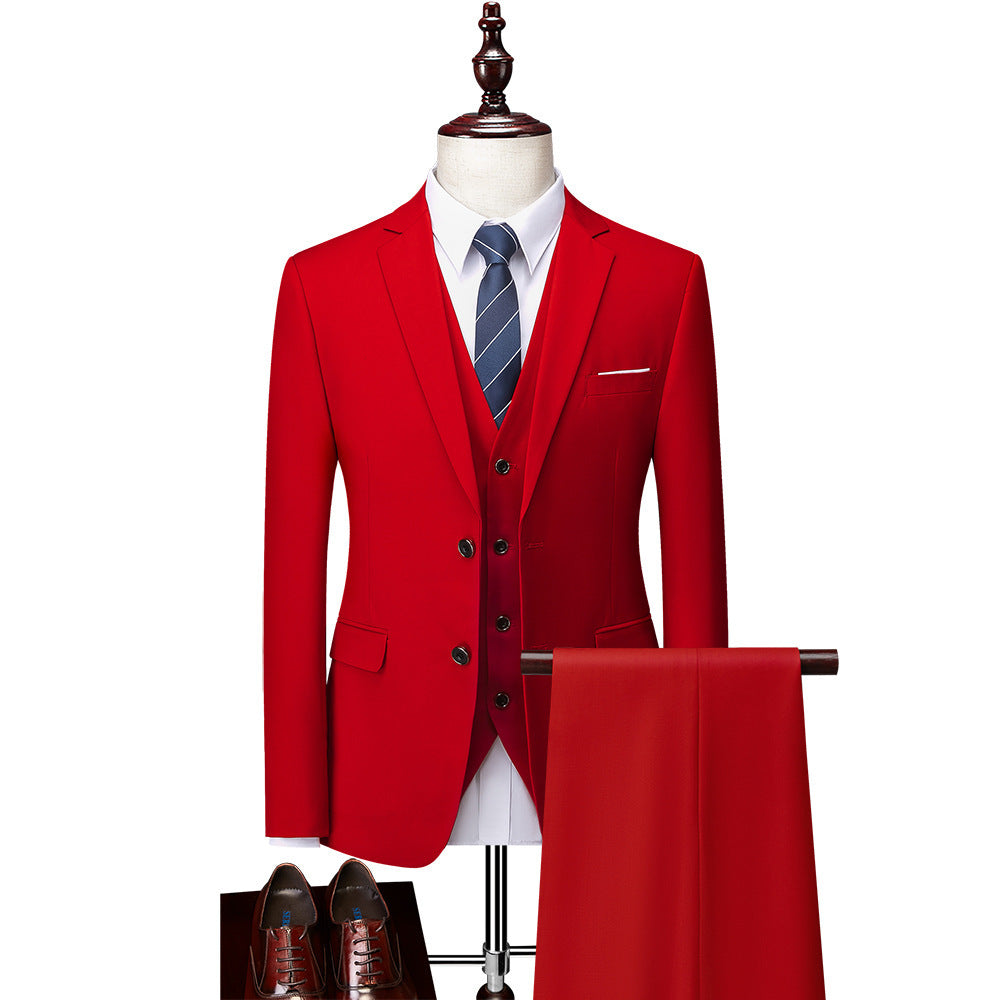 Herren Dreiteiliger Business-Anzug mit tailliertem Schnitt, Weste und klassischem Revers Drune