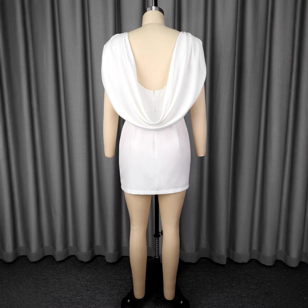Damen Wickelkleid mit voluminösem Kragen und schimmerndem Finish Drune