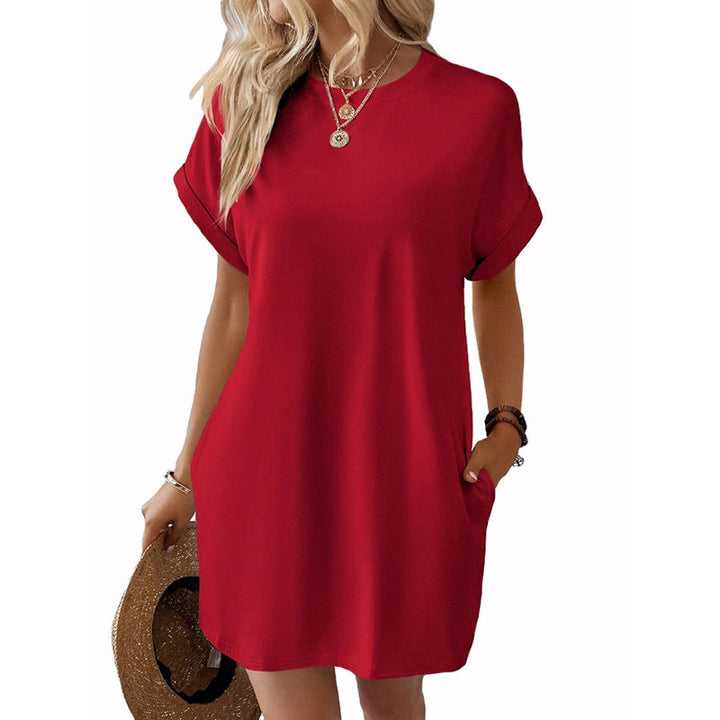 Damen Lockeres T-Shirt-Kleid mit praktischen Taschen und lässigem Design Drune