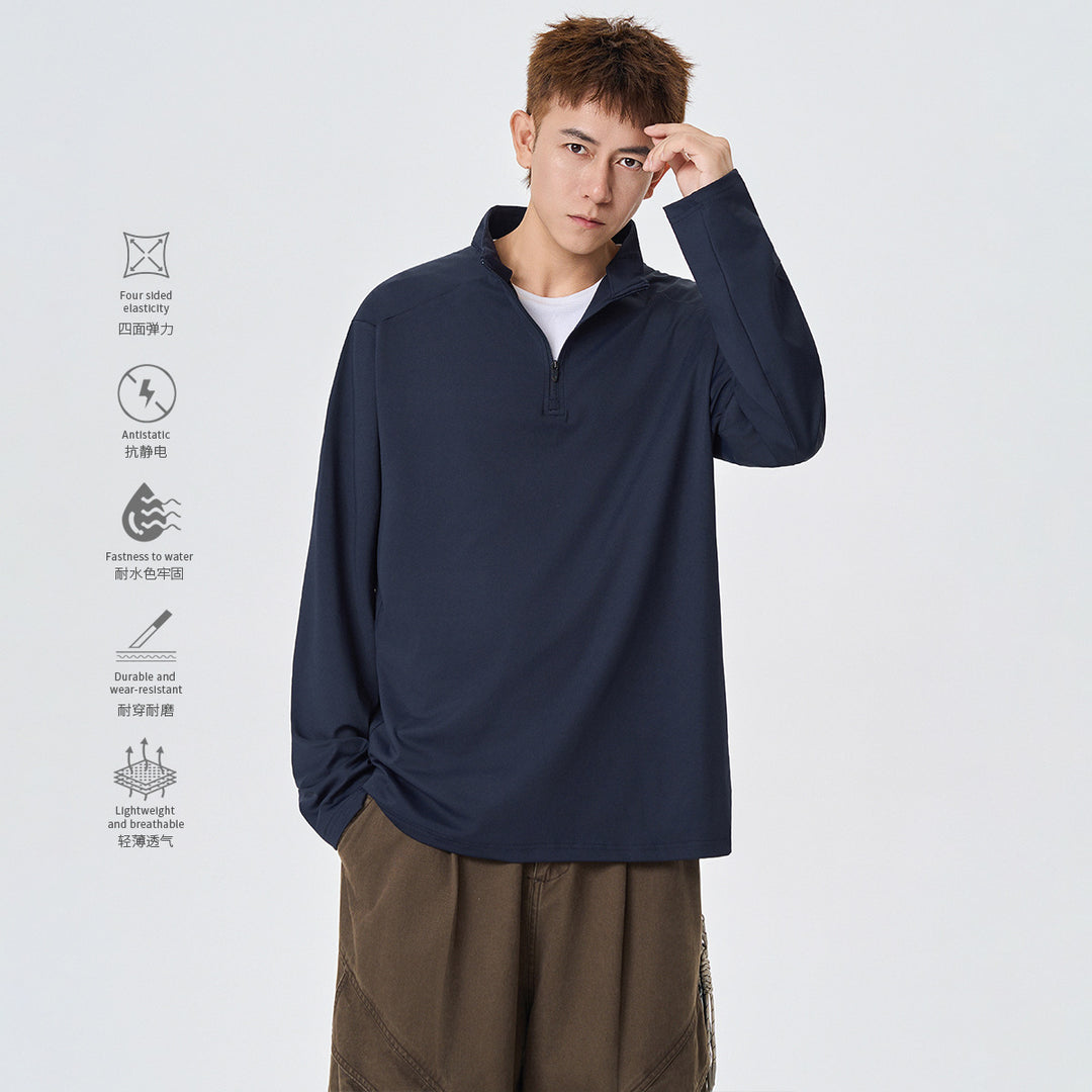Herren Atmungsaktives Funktions‑Halbzip Trainingsshirt mit Stretch und Stehkragen Drune