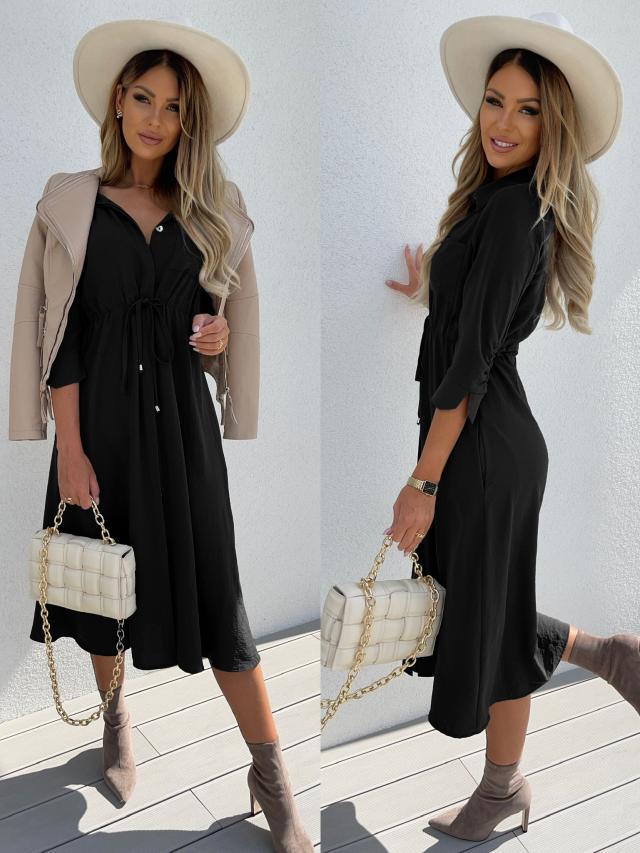 Damen Hemdblusenkleid mit taillierbarem Gürtel Drune