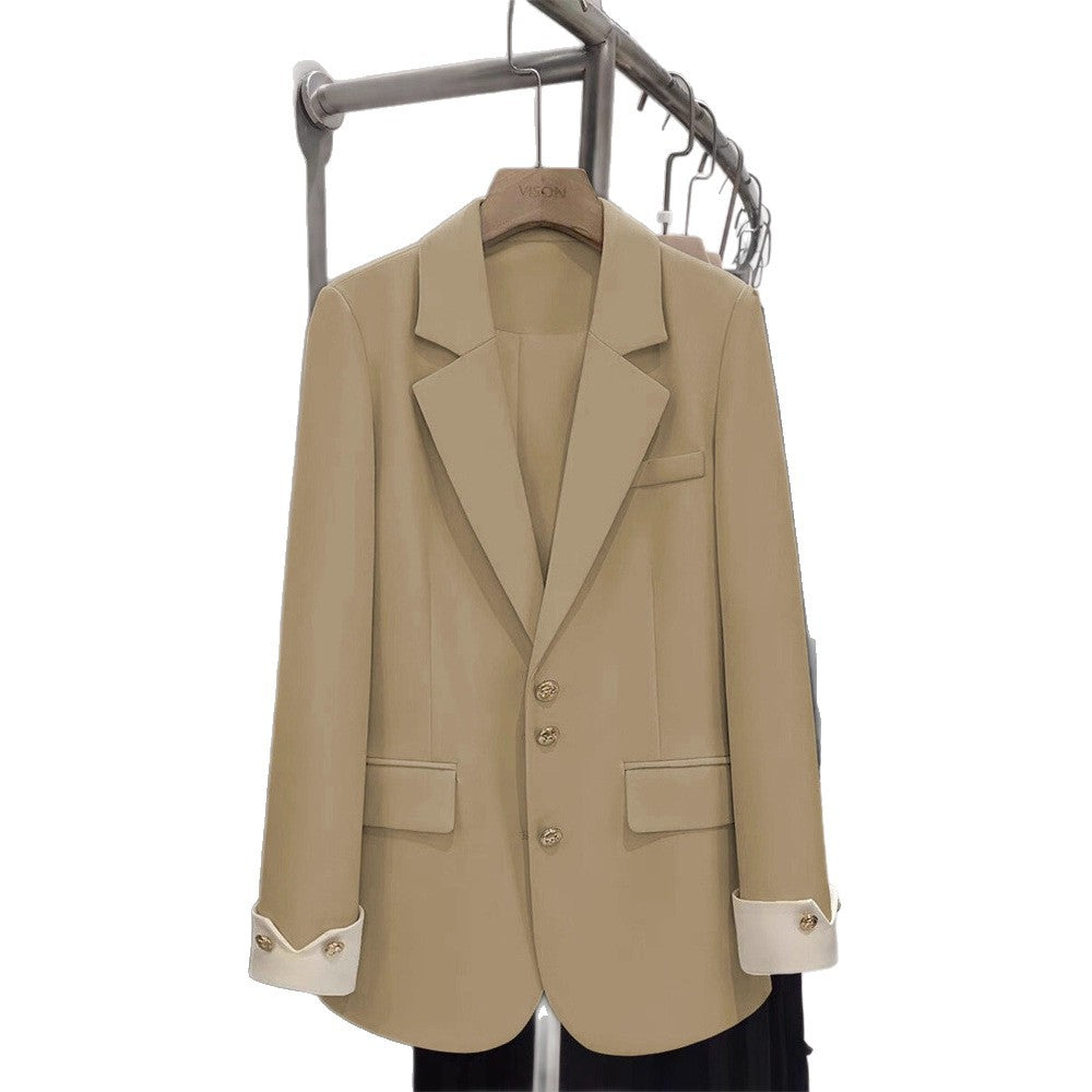 Damen Eleganter Blazer mit goldenen Knopfdetails Drune