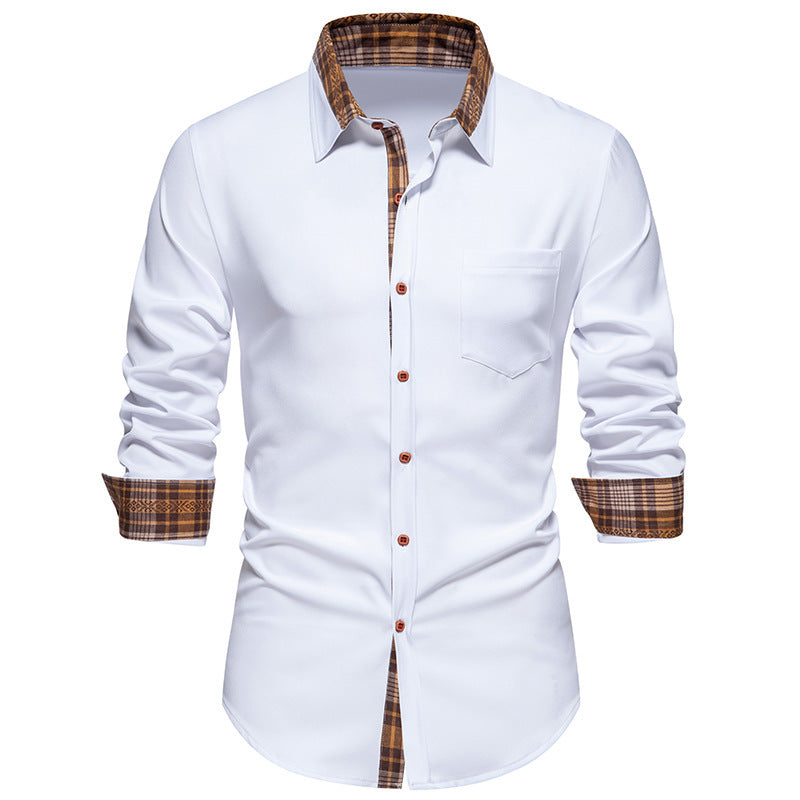 Herren Elegantes Langarmhemd mit Kontrastdetails Drune