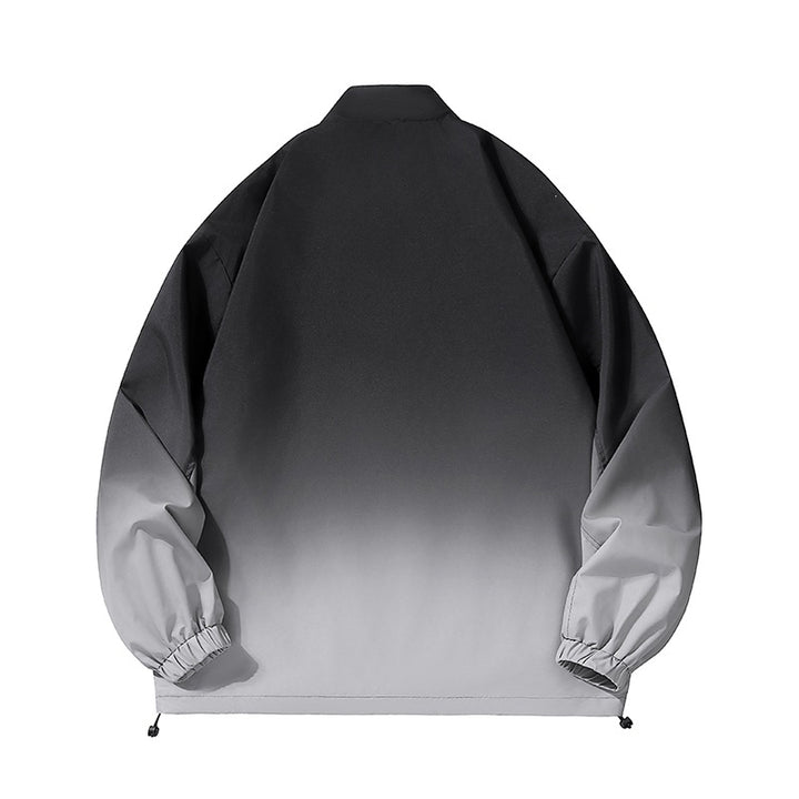 Herren leichte Farbverlauf Windbreakerjacke mit Stehkragen, durchgehendem Reißverschluss & Kordelzugsaum Drune