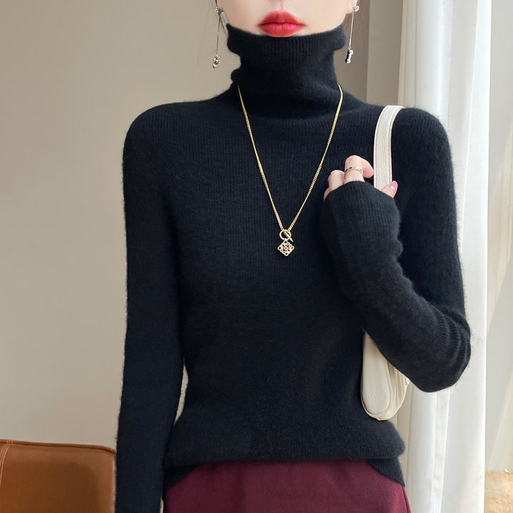 Damen Schmal geschnittener Feinstrick-Rollkragenpullover mit extrafeinem Flauschfinish Drune