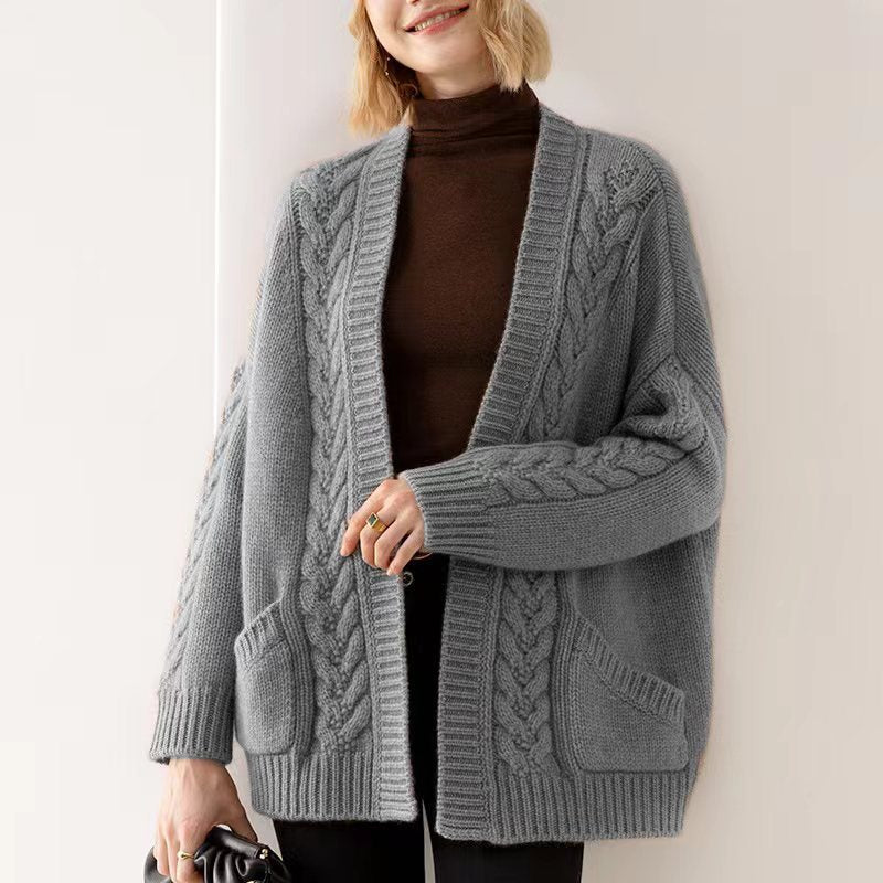 Damen Grobstrick-Cardigan mit Taschen und lässiger Passform Drune