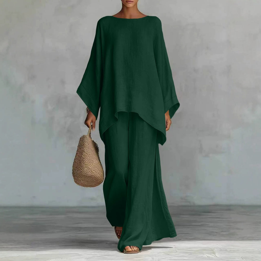 Damen Lässiges Oversize-Kaftanoberteil mit weiten Palazzohosen Drune