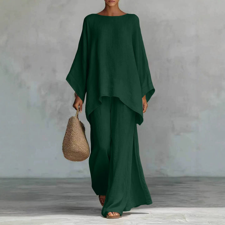 Damen Lässiges Oversize-Kaftanoberteil mit weiten Palazzohosen Drune