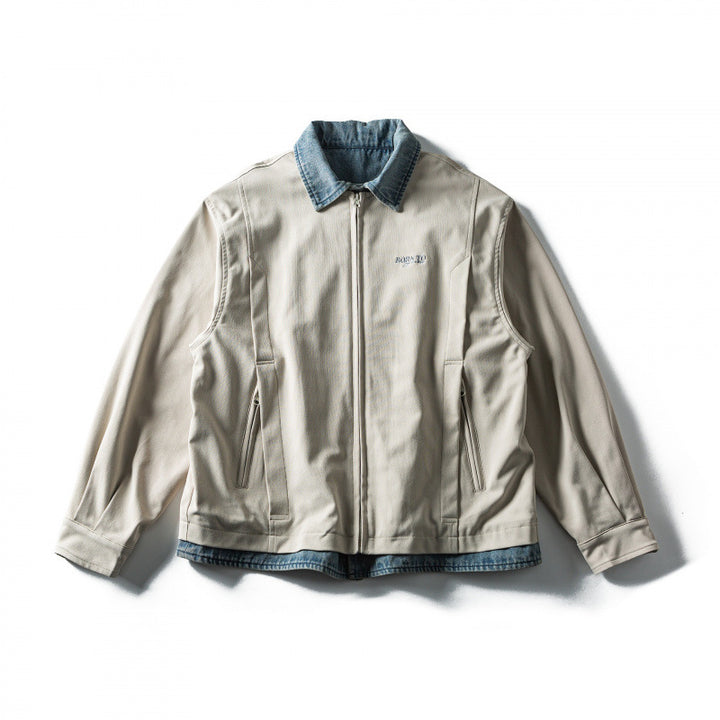 Herren Kurz geschnittene Layered‑Optik Blousonjacke mit Jeanskragen Drune