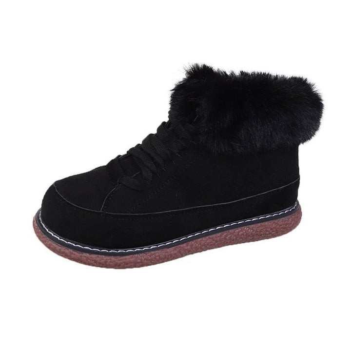 Damen  gefütterte Schnür-Boots mit Kunstfellkragen und rutschfester Plateau-Sohle Drune
