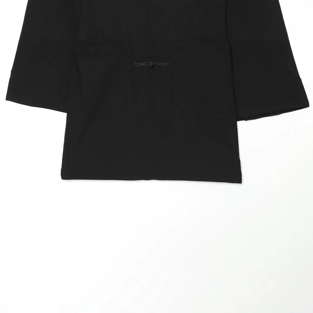 Damen Cape‑Mantel mit Stehkragen chinesischen Knotenverschlüssen und weiten Kimonoärmeln Drune
