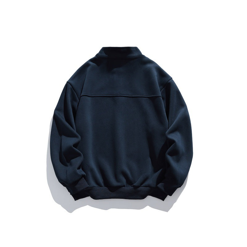 Unisex Halbzip-Sweatshirt mit Stehkragen, Raglanärmeln und minimalistischer Brustpatch Drune