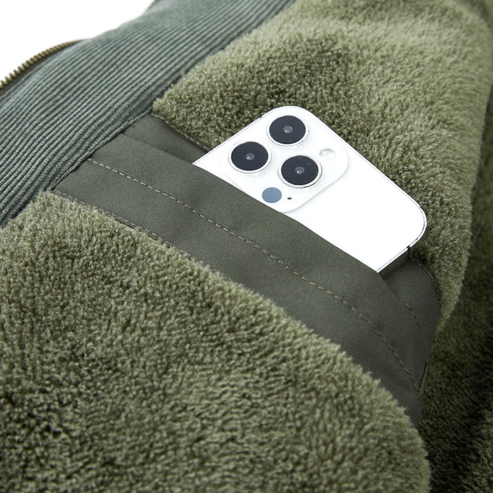 Herren  kälteproof Kapuzenparka mit vollem Sherpa-Innenfutter, Samtkragen und multifunktionalen Taschen Drune