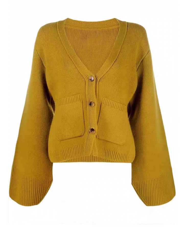 Damen Strickjacke mit tiefem V-Ausschnitt und Taschen Drune