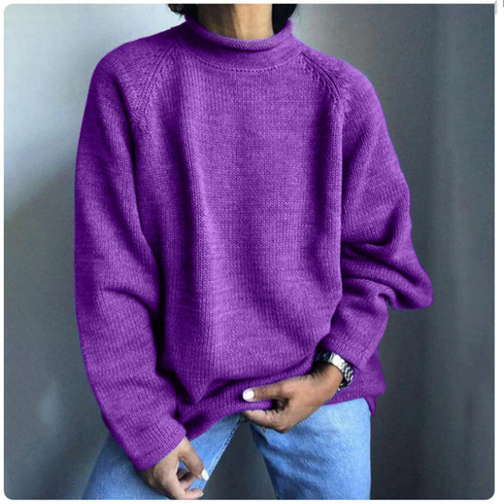 Damen nan kastiger Feinstrickpullover mit kurzem Stehkragen und Raglanärmeln Drune