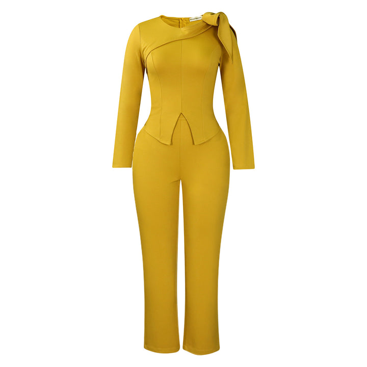 Damen eleganter Jumpsuit mit asymmetrischem Design und schickem Schlingenakzent Drune