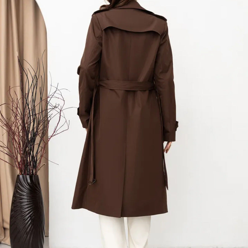Damen Trenchcoat mit doppelter Knopfleiste und Taillengürtel Drune