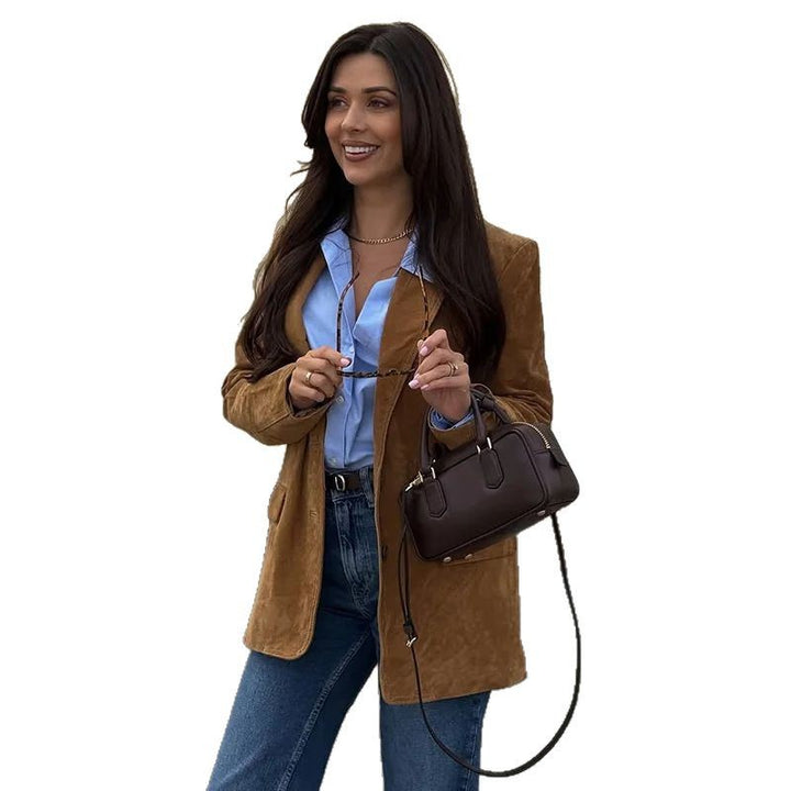 Damen Wildlederblazer mit eleganter Schnittführung und hochwertigen Details Drune