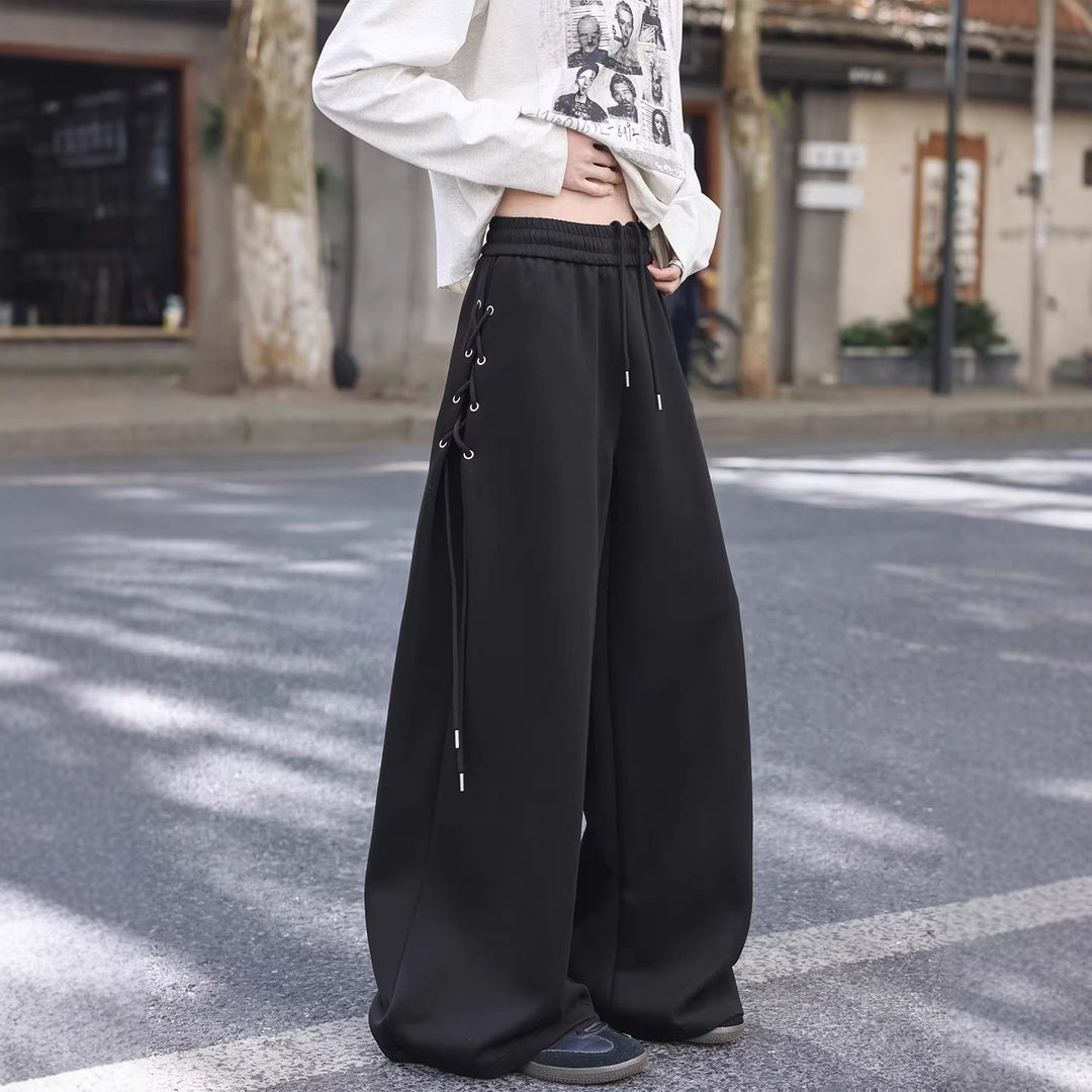 Damen Weitgeschnittene Freizeithose mit Schnürdetails Drune