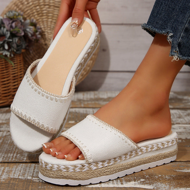 Damen Espadrille-Slipper mit geflochtenem Absatz Drune