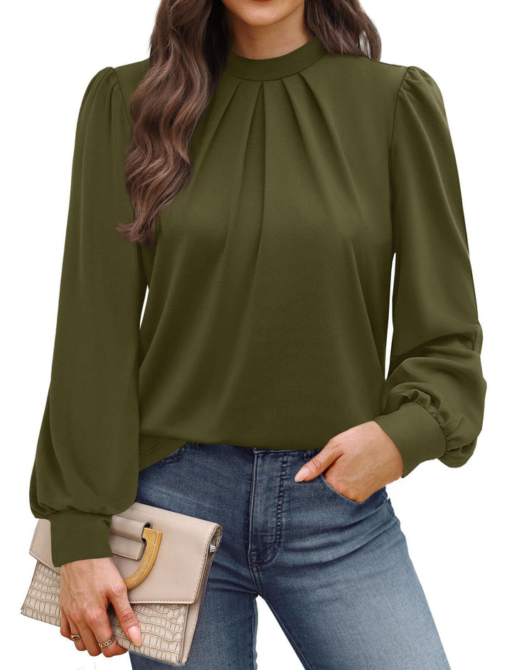 Damen elegante Bluse mit Puffärmeln Drune