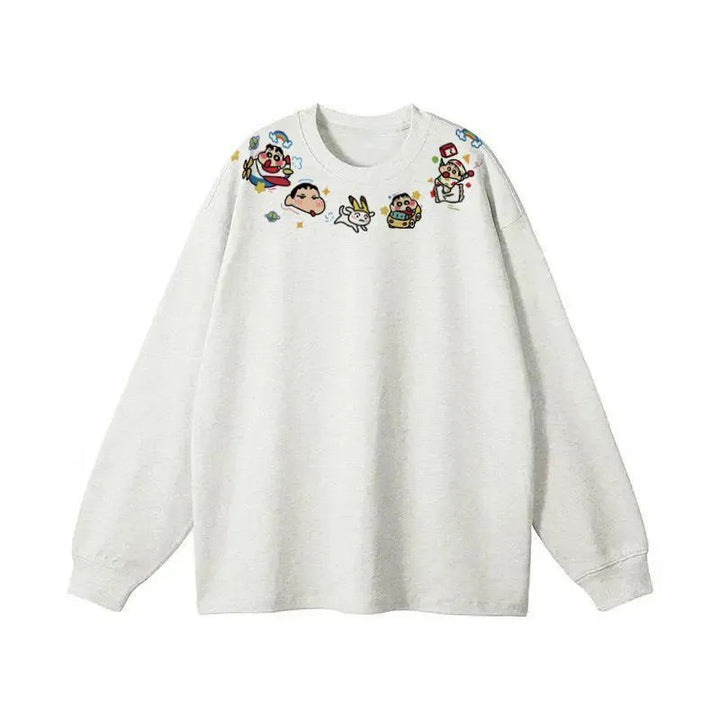 Damen Sweatshirt mit verspieltem Cartoon-Ausschnitt Drune