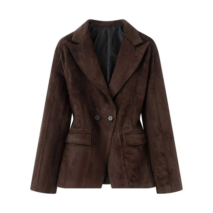 Damen nan taillierter Velours‑Optik Blazer mit Wiener Nähten und Pattentaschen Drune