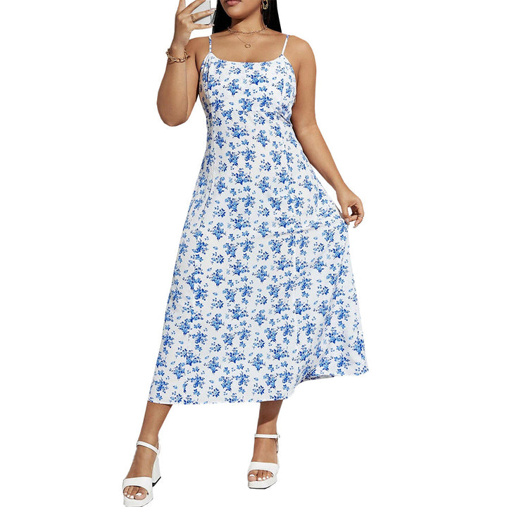 Damen florales Sommerkleid mit schmalen Trägern und leichtem Stoff Drune