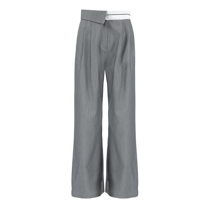 Damen Elegante weite Hose mit schickem Gürtel und Falten Drune