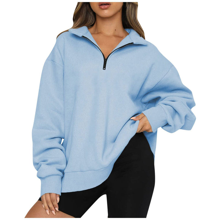 Damen Sportlicher Sweater mit Halbreißverschluss und oversized Passform Drune