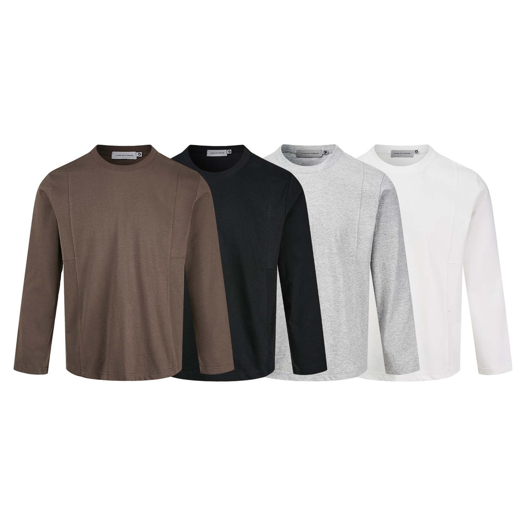 Unisex Technisches Langarmshirt mit Rundhalsausschnitt und nahtiertem Paneeldetail Drune