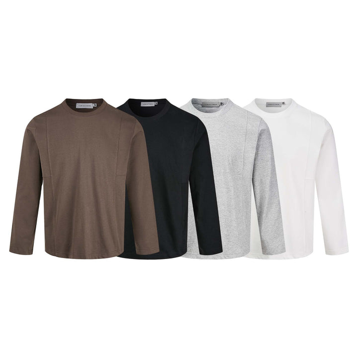Unisex Technisches Langarmshirt mit Rundhalsausschnitt und nahtiertem Paneeldetail Drune