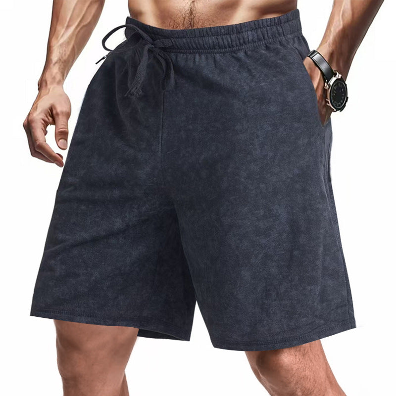 Herren nan locker geschnittene Frottee-Shorts mit elastischem Bund Kordelzug und seitlichen Eingrifftaschen Drune