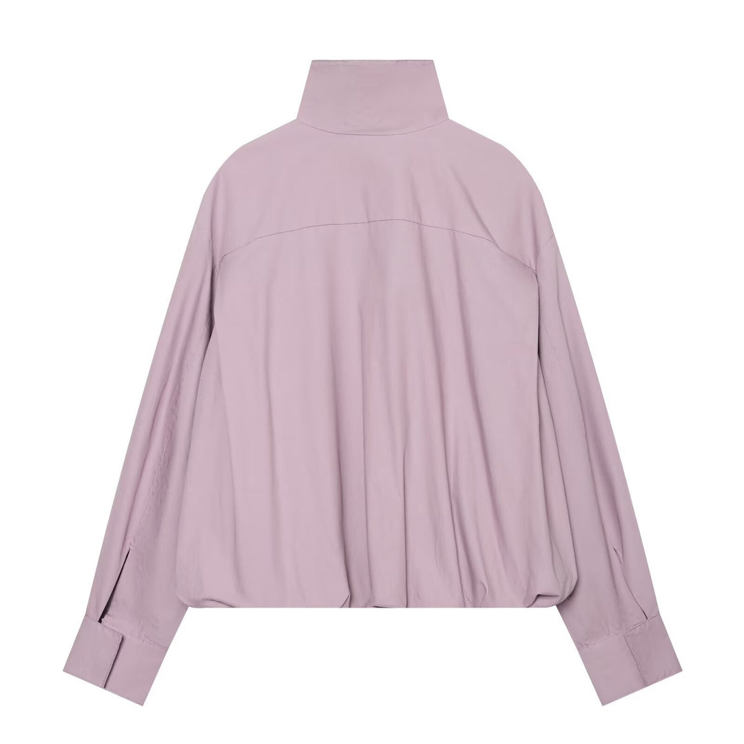 Damen Leichter Cropped Blouson mit hohem Stehkragen und elastischem Saum Drune