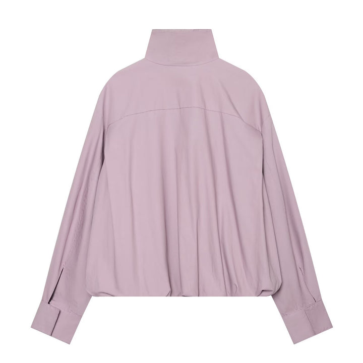 Damen Leichter Cropped Blouson mit hohem Stehkragen und elastischem Saum Drune